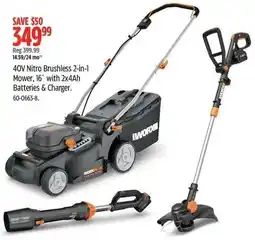 Canadian Tire 40V Nitro Brushless 2-in-1 Mower, with 2x4Ah Batteries & Charger offer