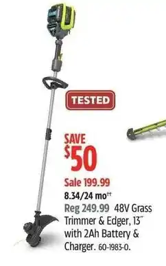 Canadian Tire 48V Grass Trimmer & Edger with 2Ah Battery & Charger offer