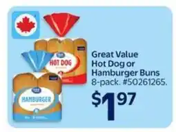 Walmart Great Value Hot Dog or Hamburger Buns offer