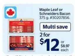 Walmart MAPLE LEAF OR SCHNEIDERS BACON offer