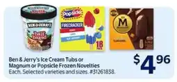 Walmart Ben & Jerry's Ice Cream Tubs or Magnum or Popsicle Frozen Novelties offer