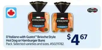 Walmart D'Italiano with Gusto! Brioche Style Hot Dog or Hamburger Buns offer