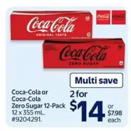 Walmart Coca-Cola or Coca-Cola Zero Sugar 12-Pack offer