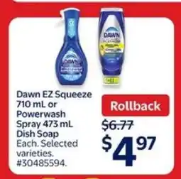 Walmart Dawn EZ Squeeze 710 mL or Powerwash Spray 473 mL Dish Soap offer