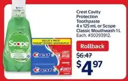 Walmart Crest Cavity Protection Toothpaste or Scope Classic Mouthwash offer