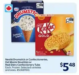 Walmart Nestlé Drumstick or Confectioneries, Del Monte Novelties or Real Dairy Confectionery Tubs offer