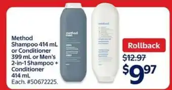 Walmart Method Shampoo or Conditioner offer