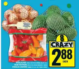 Food Basics Avocados, Mini Peppers, Vidalia Onions offer