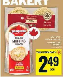 Food Basics Dempster's English Muffins & Oakrun Farms Crumpets offer