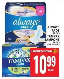 Food Basics Always Pads & Tampax Tampons offer