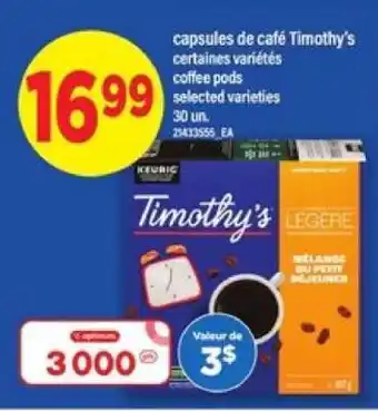 Maxi Timothy's coffee pods offer