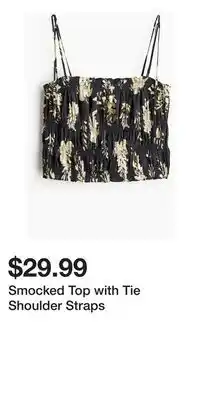H&M Smocked Top with Tie Shoulder Straps offer