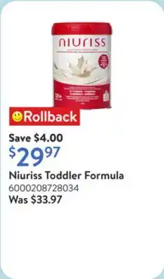 Walmart Niuriss Toddler Formula offer