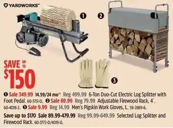 Canadian Tire YARDWORKS" Duo-Cut Electric Log Splitter with Foot Pedal offer
