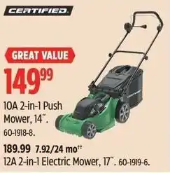 Canadian Tire CERTIFIED Push Mower offer