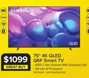 Leon's Samsung 75 4k Smart Q6F QLED TV - QN75Q6FAAFXZC offer