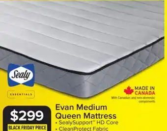 Leon's Sealy Essentials Evan Medium Queen Mattress offer