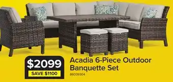 Leon's Acadia 6-Piece Outdoor Banquette Set - Grey, Beige offer
