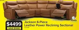 Leon's Jackson Leather 6-Piece Power Reclining Sectional with Heat and Massage - Butternut offer