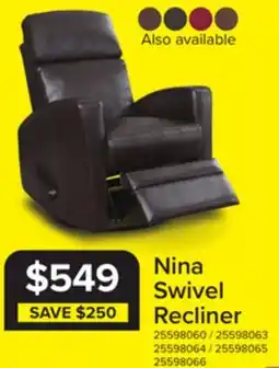 Leon's Nina Swivel Glider Recliner - Dark Brown offer