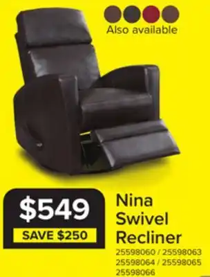 Leon's Nina Swivel Glider Recliner - Dark Brown offer