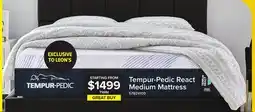 Leon's Tempur-Pedic React 2.0 Medium Twin Mattress 10 inches offer