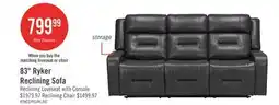 The Brick Ryker 82.5 Faux Leather Reclining Sofa with Storage Arms - Grey offer
