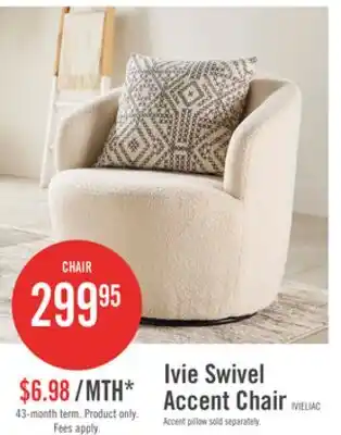 The Brick Ivie 28.7 Chenille Boucle Fabric Curved Swivel Accent Chair - White offer