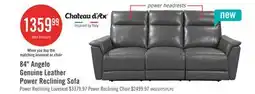 The Brick Chateau dAx Angelo 84.25 Genuine Leather Power Reclining Sofa with Power Headrests - Grey offer
