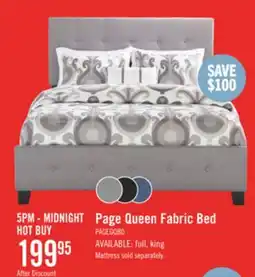 The Brick Page Upholstered Bed in Grey Linen-Look Fabric, Button Tufted - Queen Size offer