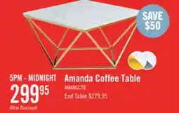 The Brick Amanda 31.5 Modern Square Coffee Table - White Marble Top with Gold Metal Base offer