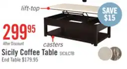 The Brick Sicily 48 Modern Lift Top Coffee Table With Storage, Shelf and Casters - Beige and Dark Brown offer