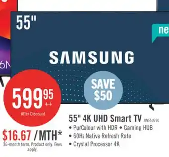 The Brick Samsung 55 U7900F Crystal UHD 4K Smart TV (UN55U7900FFXZC) offer