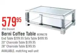 The Brick Berni 47.2 Glam Mirror & Glass Top Coffee Table with Shelf - Silver Metal with Diamond Look Legs offer
