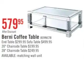 The Brick Berni 47.2 Glam Mirror & Glass Top Coffee Table with Shelf - Silver Metal with Diamond Look Legs offer