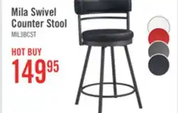The Brick Mila Counter Stool with Swivel Seat, Vegan Leather Fabric, Metal - Black offer