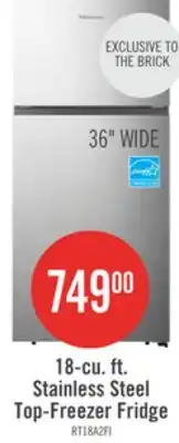 The Brick Hisense 30 18 Cu. Ft. Top-Mount Refrigerator - Stainless Steel - RT18A2FID offer