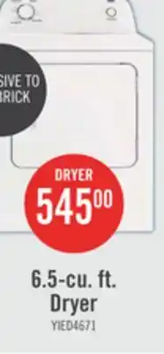 The Brick Inglis 6.5 Cu. Ft. Electric Dryer - White - YIED4671EW offer