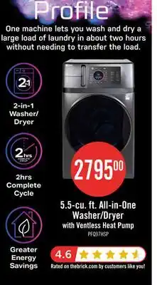 The Brick Profile 5.5 Cu. Ft. UltraFast All-in-One Washer/Dryer with Ventless Heat Pump and Pet Hair Removal M offer