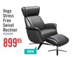 The Brick Vega 29.5 Faux Leather Stress Free Swivel Reclining Chair with Footrest and Aluminum Legs - Grey offer