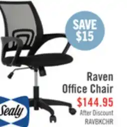 The Brick Sealy Raven 25.2 Adjustable Ergonomic Office Chair with Mesh Padding - Black offer