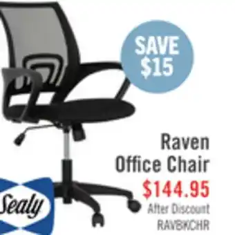 The Brick Sealy Raven 25.2 Adjustable Ergonomic Office Chair with Mesh Padding - Black offer