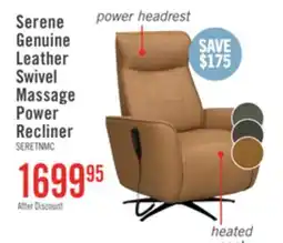 The Brick Serene 31 Genuine Leather Power Reclining Massage Chair with Power Headrest and Heated Seat - Tan offer