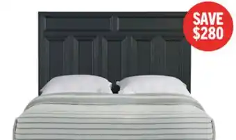The Brick Casa Panel Bed with Headboard & Frame, Wood, Black - Queen Size offer