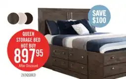 The Brick Yorkdale 12-Drawer Platform Bed with Headboard & Storage Frame, Made in Canada, Grey - Queen Size offer