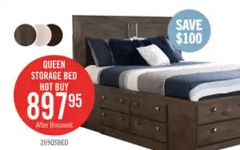 The Brick Yorkdale 12-Drawer Platform Bed with Headboard & Storage Frame, Made in Canada, Grey - Queen Size offer