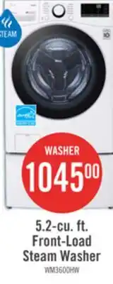 The Brick LG 5.2 Cu. Ft. Smart Front-Load High-Efficiency Steam Washer - White - Stackable - WM3600HWA offer