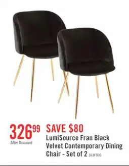 The Brick LumiSource Fran Black Velvet Contemporary Dining Chair - Set of 2 offer
