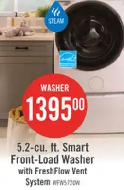 The Brick Whirlpool 5.2 Cu. Ft. Smart Front-Load Washer with FreshFlow Vent System - White - WFW5720RW offer