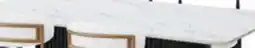 The Brick Kort & Co. Capri Dining Table with Marble-Look Top & Gold Accent, Pedestal Base, 72W - Black/White offer